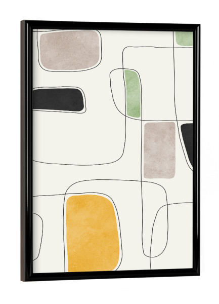 Poster mit schwarzem Rahmen "Linien und Pinselstriche C" artboxONE - Abstrakt,Geometrie