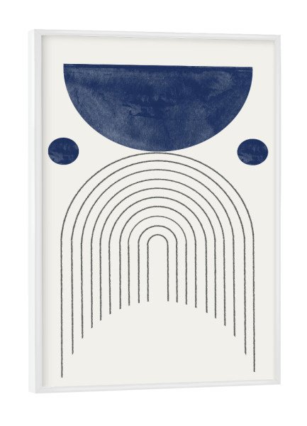 Poster mit weißem Rahmen "Mid Century Modern Blue Moon" artboxONE - Abstrakt,Geometrie