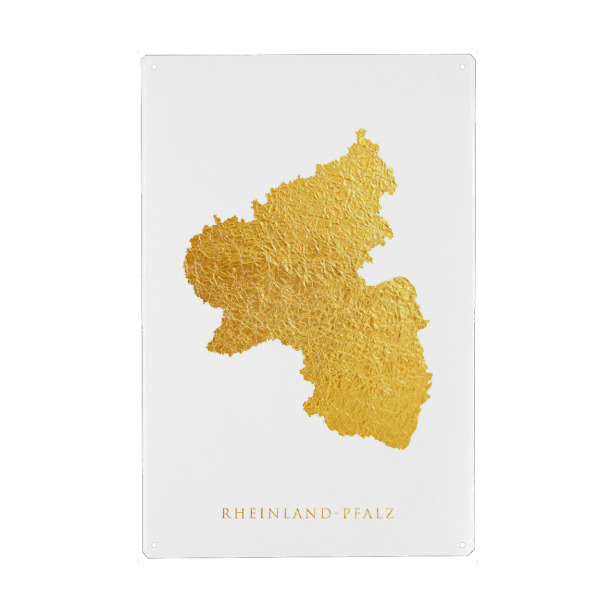 Metall Poster "Goldkarte Rheinland-Pfalz" artboxONE - Kartografie - Rheinland-pfalz,Deutschland,Deutschland,Karte,Gold - Blechschild
