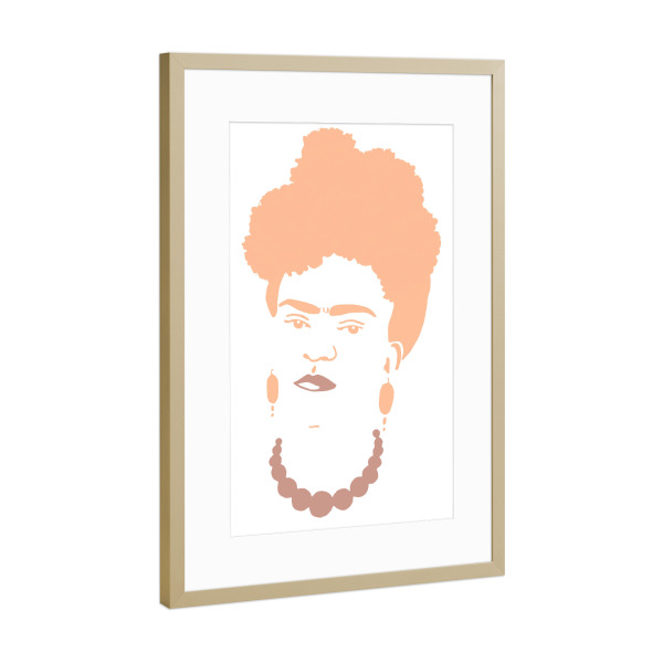 Poster mit Rahmen Gold "Frida pfirsichfarben" artboxONE - Typografie,Menschen,Für Mama