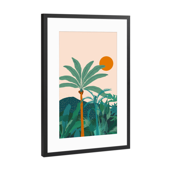 Poster mit Rahmen Schwarz (Metallic) "Palm-Vibes" artboxONE - Natur,Abstrakt