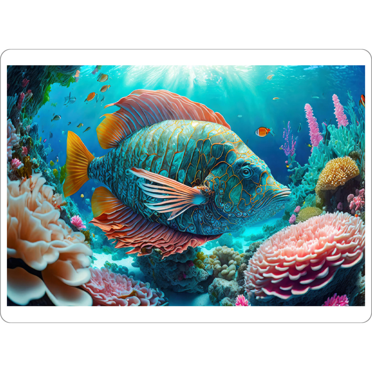 Tischset "Bunte Fischwelt" artboxONE - Für Kinder - Natur,Fische,Tropen,Wasser,Korallenriff,Farbsättigung,Tauchen,Meer,Unterwasser,Farbenfroh