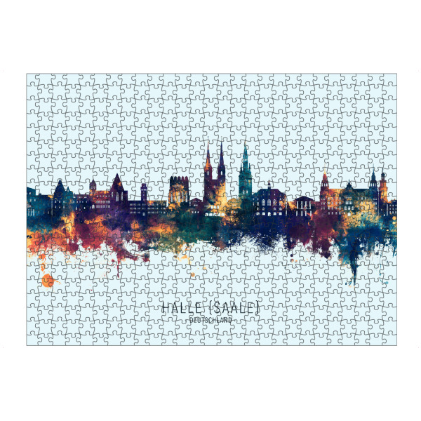 artboxONE Puzzle "Halle (Saale) Skyline BlauOrange" artboxONE - Städte