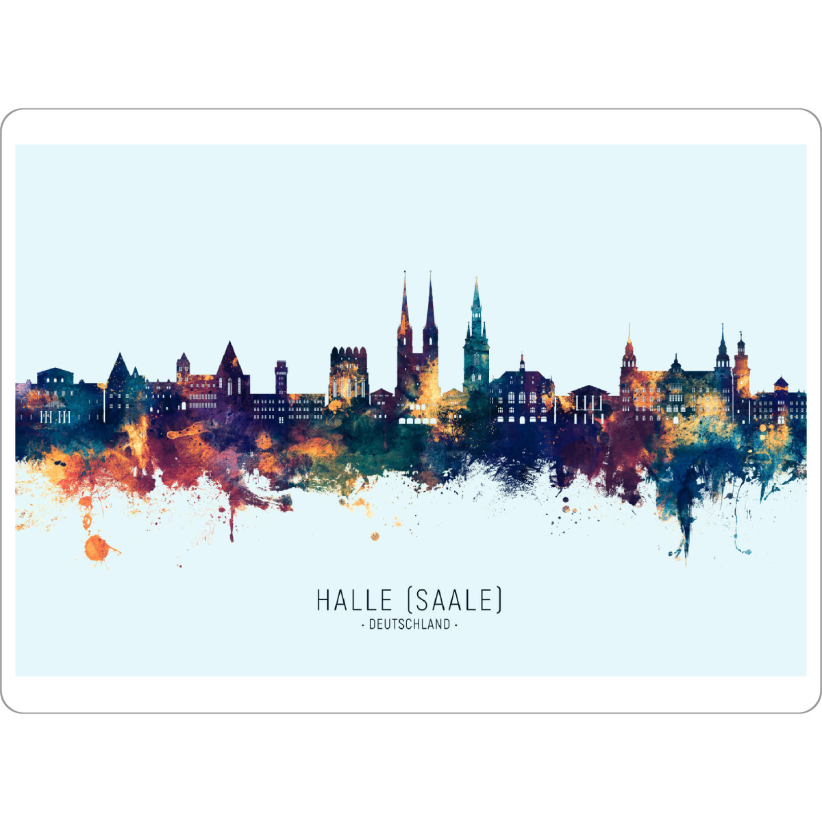 Tischset "Halle (Saale) Skyline BlauOrange" artboxONE - Städte - Halle (saale),Deutschland,Deutschland,Skyline,Stadtbild,Stadtbild,Aquarell,Malerei