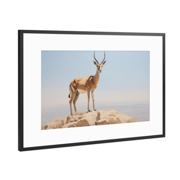 Poster mit Rahmen Schwarz (Metallic) "Bemalte Antilope" artboxONE - Natur,Tiere