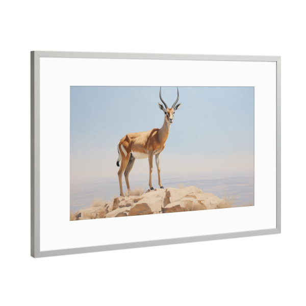 Poster mit Rahmen Silber "Bemalte Antilope" artboxONE - Natur,Tiere - Afrika,Tier,Antilope,Kunst,Impressionistisch,Natur,öl,Malerei,Wild,Tierwelt
