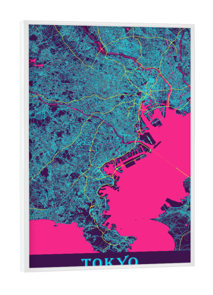 Poster mit weißem Rahmen "City von Tokio" artboxONE - Städte / Tokio,Kartografie