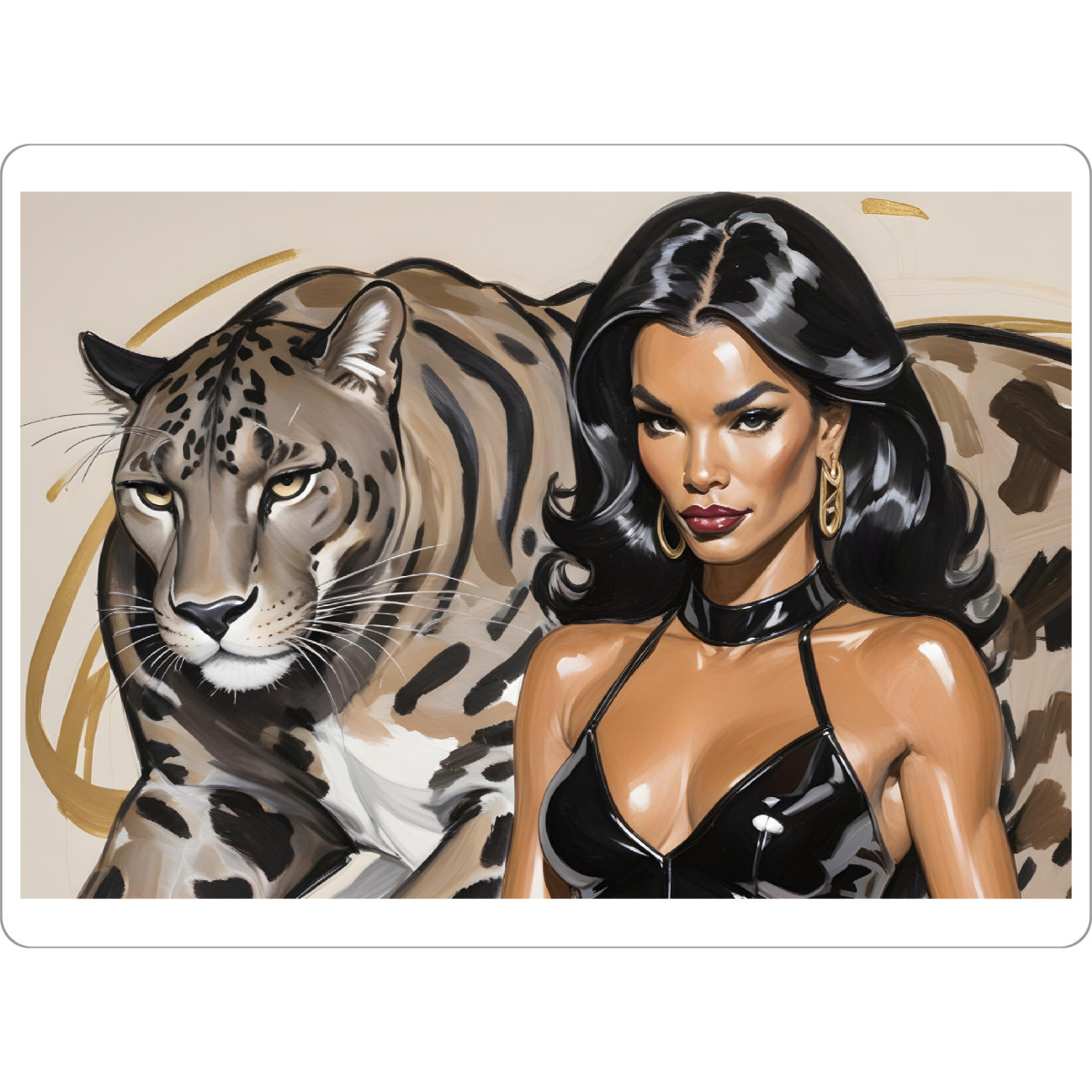 Tischset "Sexy Cat Lady" artboxONE - Tiere,Menschen,Für Papa - Lack,Leder,Katze,Wildkatze,Sexy,Erotisch,Erotik,Wild - Bild lack