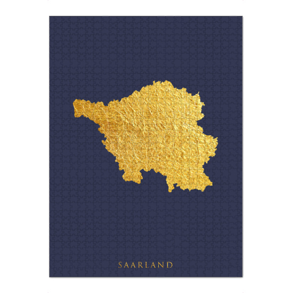 Puzzle Ravensburger "Saarland Goldkarte Blau" artboxONE - Kartografie - Saarland,Deutschland,Deutschland,Karte,Gold - Bild saarland