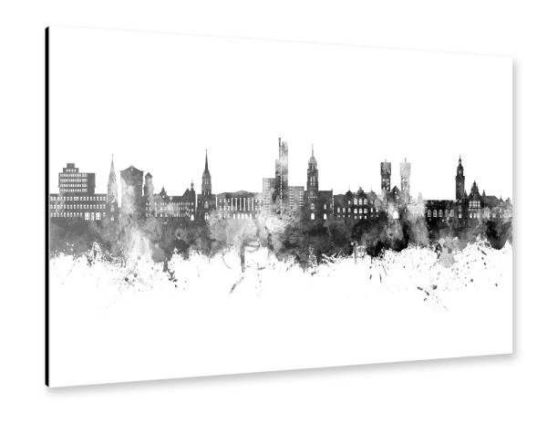 Alu-Dibond "Krefeld - Skyline Schwarz" 30x20 cm artboxONE
