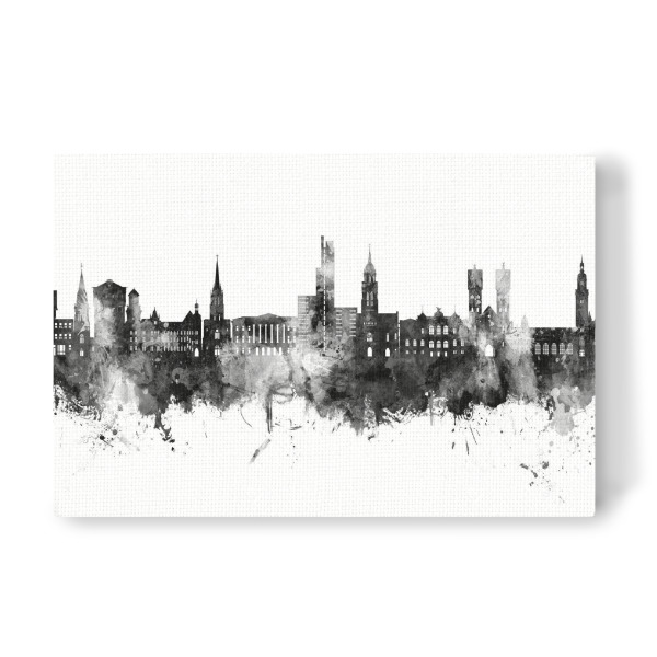 Leinwandbild "Krefeld - Skyline Schwarz" artboxONE - Städte,Schwarzweiß - Krefeld,Deutschland,Skyline,Stadtbild,Stadtbild,Aquarell,Gemälde