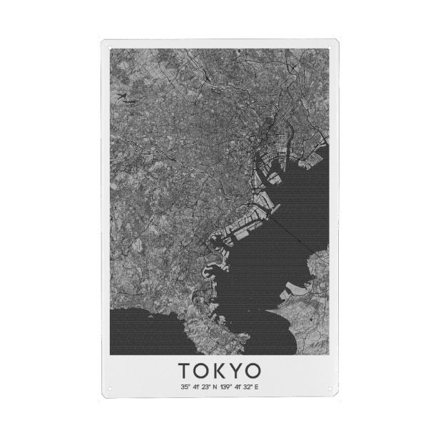 Holzbild "Tokio Bleistift Citymap" artboxONE - Schwarzweiß,Städte / Tokio