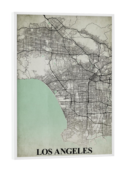 Poster mit weißem Rahmen "Los Angeles Vintage CityMap" artboxONE - Städte / Los Angeles,Kartografie