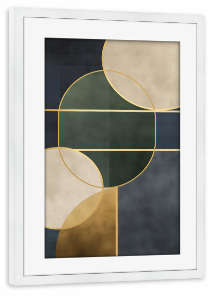 Poster mit Rahmen weiß "Ovale Retro Form" artboxONE - Abstrakt,Architektur,Geometrie