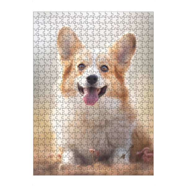 Puzzle Ravensburger "Glücklicher Corgi" artboxONE - Tiere - Tier,Bokeh,Corgi,Niedlich,Hund,Glücklich,Fotografie,Porträt,Lächelnd,Weiß - Bild tier
