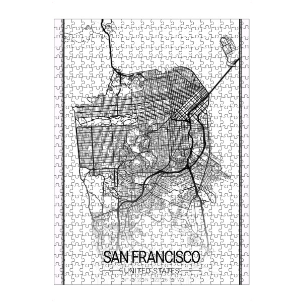 artboxONE Puzzle "Stadt San Francisco Map" artboxONE - Schwarzweiß,Städte / San Francisco,Kartografie