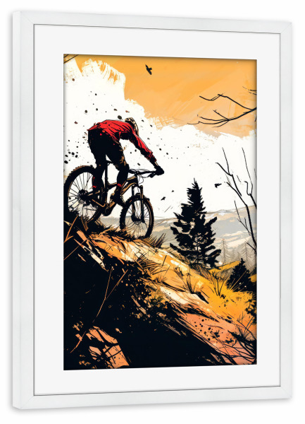 Poster mit Rahmen weiß "Radsport Kunst D" artboxONE - Sport,Sport / Motivation - Sport,Fahrrad,Biker,Radfahren,Fahrrad,Illustration