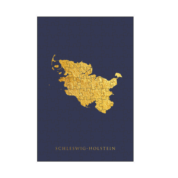 artboxONE Puzzle "Schleswig-Holstein Goldkarte Blau" artboxONE - Kartografie - Schleswig-holstein,Deutschland,Karte,Gold