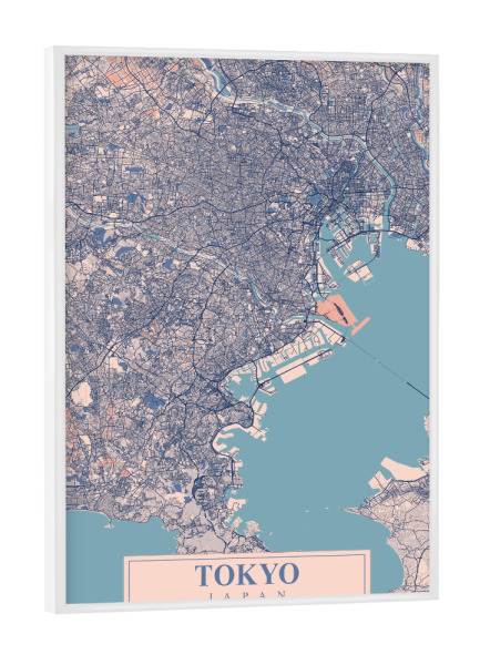 Poster mit weißem Rahmen "Tokio als Stadtplan" artboxONE - Städte / Tokio,Kartografie