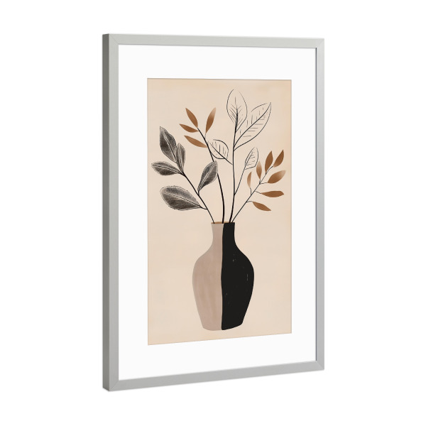 Poster mit Rahmen Silber "Lineart Botanic" artboxONE - Natur,Floral,Abstrakt