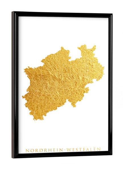 Poster mit schwarzem Rahmen "Goldkarte Nordrhein-Westfalen" artboxONE - Kartografie - Nordrhein-westfalen,Deutschland,Karte,Gold