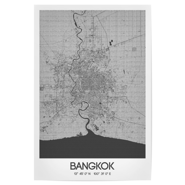Poster 30x20 cm "Bangkok Bleistift CityMap" artboxONE - Schwarzweiß,Städte / Weitere,Kartografie