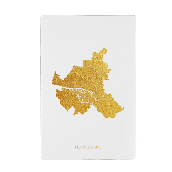 Holzbild "Hamburger Goldkarte" artboxONE - Kartografie - Hamburg,Deutschland,Karte,Gold