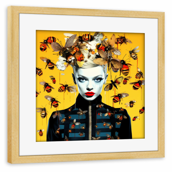 Poster mit Rahmen kiefer "BIENENKÖNIGIN FRAU POPART" artboxONE - Fashion,Buchstaben / Q,Für Mama