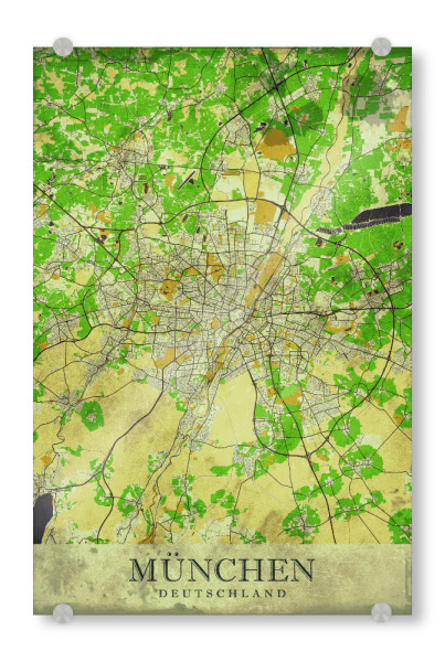 Acrylglasbild "München Vintage City Map" artboxONE - Städte / München,Kartografie