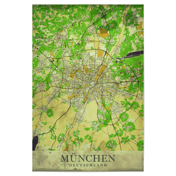 Poster "München Vintage City Map" artboxONE - Städte / München,Kartografie