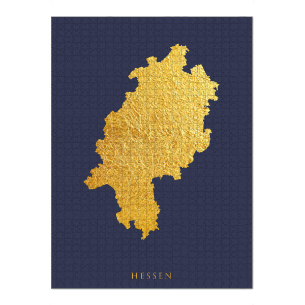 Puzzle Ravensburger "Hessen Goldkarte Blau" artboxONE - Kartografie - Hessen,Deutschland,Karte,Gold - Bild hessen