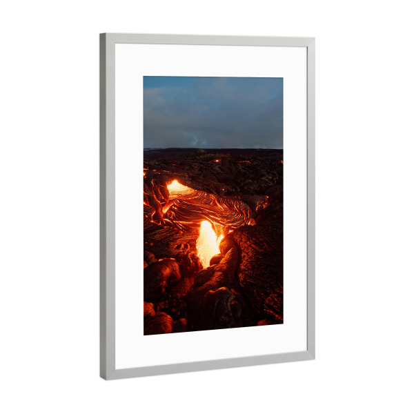 Poster mit Rahmen Silber "Lavastrom im ersten Morgenlicht" artboxONE - Natur,Reise,Reise / Länder