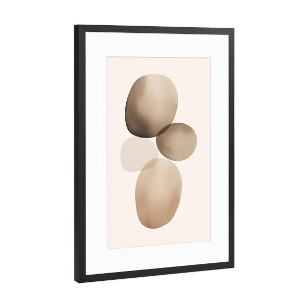 Poster mit Rahmen Schwarz (Metallic) "Sanfte Kieselsteine" artboxONE - Natur,Abstrakt,Geometrie