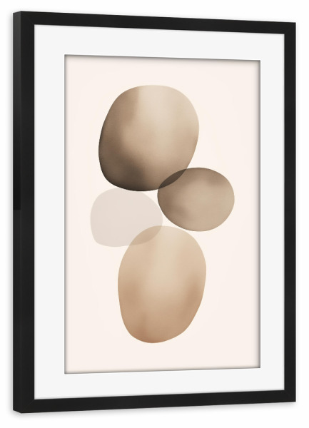 Poster mit Rahmen schwarz "Sanfte Kieselsteine" artboxONE - Natur,Abstrakt,Geometrie