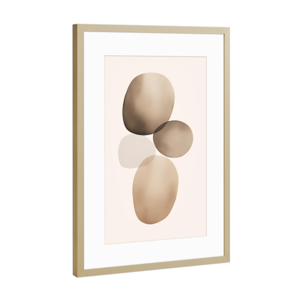 Poster mit Rahmen Gold "Sanfte Kieselsteine" artboxONE - Natur,Abstrakt,Geometrie
