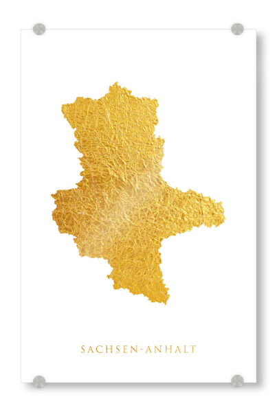 Acrylglasbild "Goldkarte Sachsen-Anhalt" artboxONE - Kartografie - Sachsen-anhalt,Deutschland,Karte,Gold