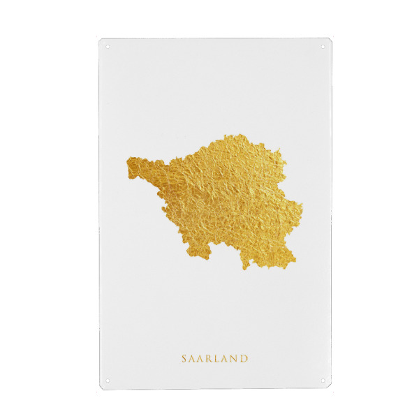 Holzbild "Goldkarte des Saarlandes" artboxONE - Kartografie - Saarland,Deutschland,Karte,Gold