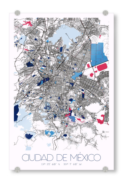 Acrylglasbild "Stadtplan von Mexiko City" artboxONE - Städte / Weitere,Kartografie