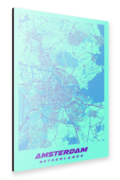 Alu-Dibond "Amsterdam als Stadtplan" 30x20 cm artboxONE