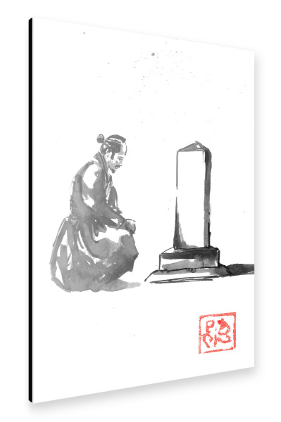 Alu-Dibond "Trauernder Samurai" 30x20 cm artboxONE