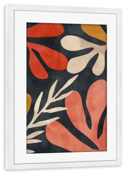 Poster mit Rahmen weiß "Abstrakte botanische Rhythmen" artboxONE - Natur,Abstrakt