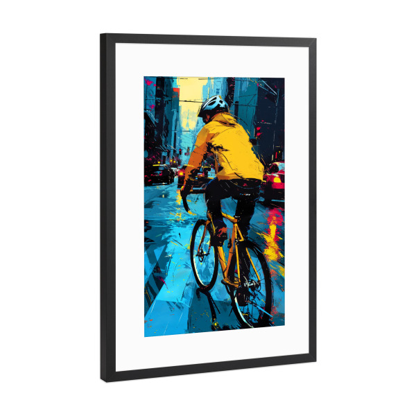 Poster mit Rahmen Schwarz (Metallic) "Radsportkunst H" artboxONE - Städte,Sport - Radfahren,Sport,Stadt,Fahrrad,Biker,Fahrrad
