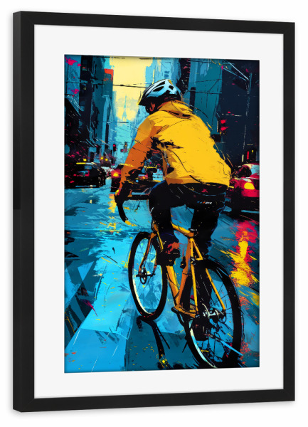 Poster mit Rahmen schwarz "Radsportkunst H" artboxONE - Städte,Sport - Radfahren,Sport,Stadt,Fahrrad,Biker,Fahrrad
