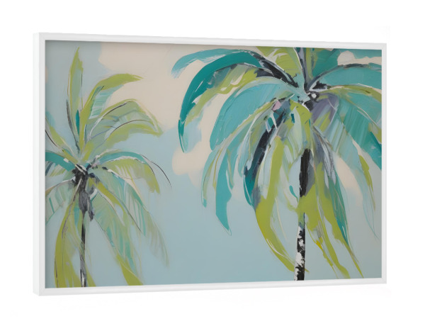 Poster mit weißem Rahmen "Karibischer Palmen Strand" artboxONE - Natur,Reise / Strand und Meer