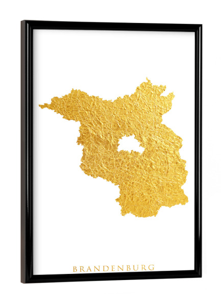 Poster mit schwarzem Rahmen "Brandenburgische Goldkarte" artboxONE - Kartografie - Brandenburg,Deutschland,Karte,Gold