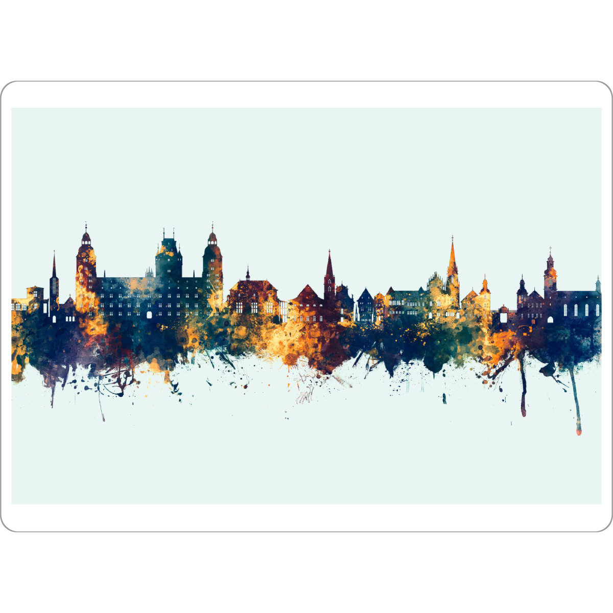 Tischset "Aschaffenburger Skyline Winter" artboxONE - Städte - Aschaffenburg,Deutschland,Skyline,Stadtbild,Aquarell,Malerei - Bild aschaffenburg