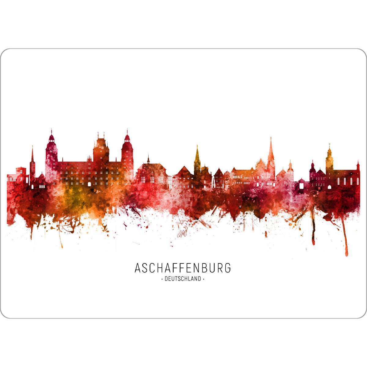 Tischset "Aschaffenburg Skyline Roter Name" artboxONE - Städte - Aschaffenburg,Deutschland,Skyline,Stadtbild,Aquarell,Malerei - Bild aschaffenburg