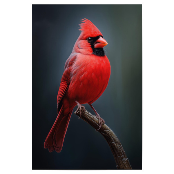 Poster "Kardinalporträt" artboxONE - Natur,Tiere - Tier,Kunst,Vogel,Kardinal,Natur,öl,Farbe,Gemälde,Porträt,Rot,Sitzend,Wild,Tierwelt