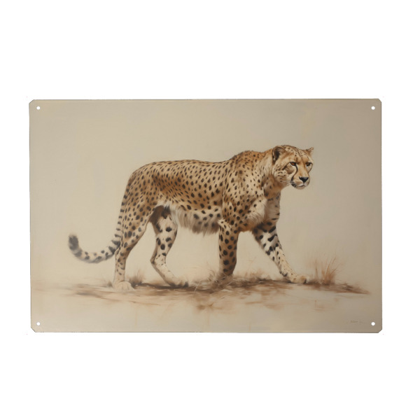 Metall Poster "Bemalter Gepard" artboxONE - Natur,Tiere - Afrika,Tier,Kunst,Gepard,Impressionistisch,Natur,öl,Malerei,Wild,Tierwelt - Blechschild