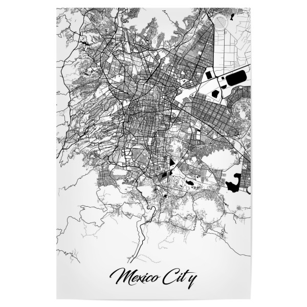 Poster "Mexiko City Map" artboxONE - Schwarzweiß,Städte / Weitere